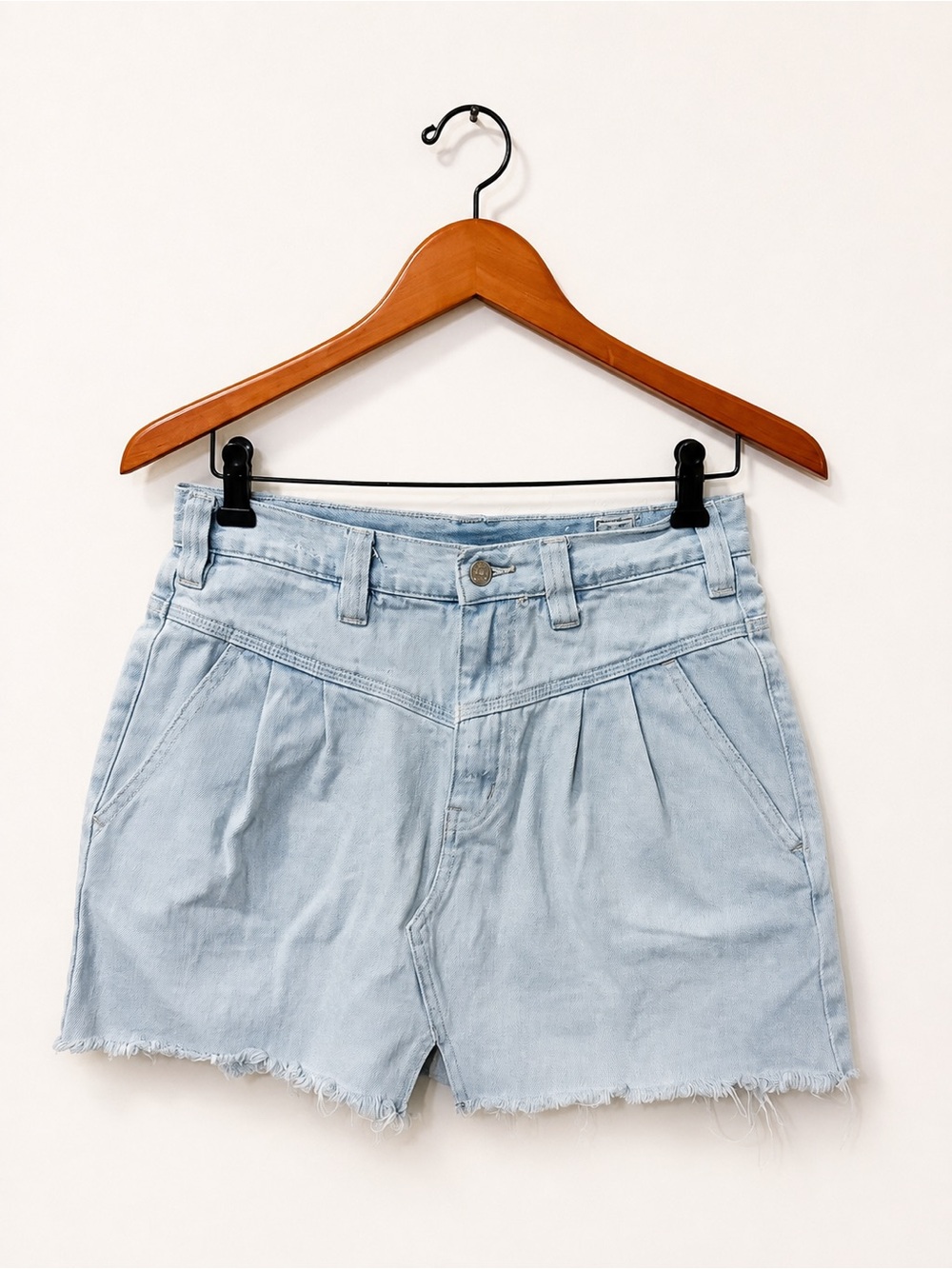 We The Free Light Blue High-Waist Denim Shorts